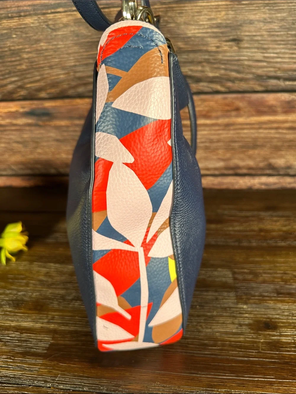 Kate Spade Kailee Tropical Toss shoulder bag in Navy Blue with Colorful pattern